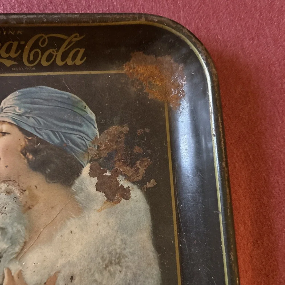 Vintage Coca Cola Metal Serving Tray Flapper Girl 1925 Advertisement 1973 USA